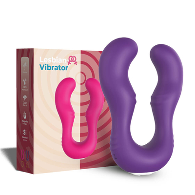 Rahat Şarj Edilebilir Silikon G Noktası Vibratör Seks Oyuncak Çift Penetrasyon Lezbiyen