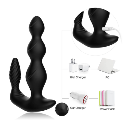 9 Hız Titreşimli Anal Butt Plug Üç Motorlu Perine Stimülatörü Kablosuz Uzaktan Kumanda