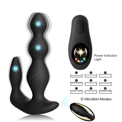 9 Hız Titreşimli Anal Butt Plug Üç Motorlu Perine Stimülatörü Kablosuz Uzaktan Kumanda