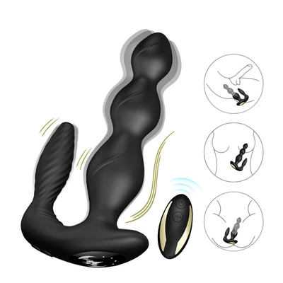 9 Hız Titreşimli Anal Butt Plug Üç Motorlu Perine Stimülatörü Kablosuz Uzaktan Kumanda