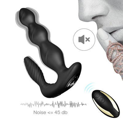 9 Hız Titreşimli Anal Butt Plug Üç Motorlu Perine Stimülatörü Kablosuz Uzaktan Kumanda