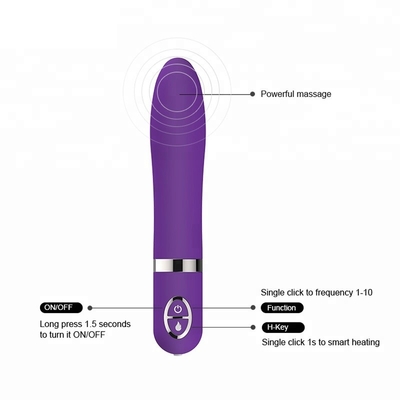 180 * 39 * 30mm Kadınlar Için 10 Hız Isıtma Mini Dido G Spot Vibratör Seks Oyuncak