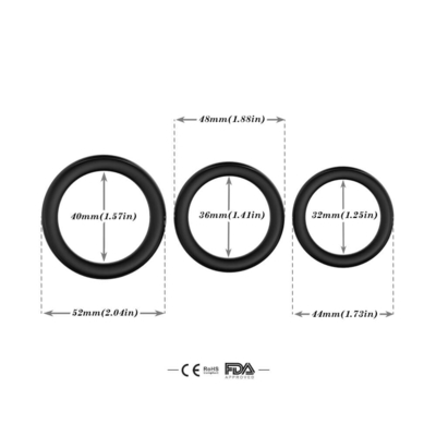 Gecikmeli Boşalma İçin Üçü Bir Arada Silikon Glans Horoz Halkası IPX7 Büyük Boy 52mm