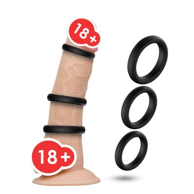 Gecikmeli Boşalma İçin Üçü Bir Arada Silikon Glans Horoz Halkası IPX7 Büyük Boy 52mm