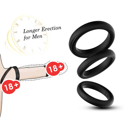 Gecikmeli Boşalma İçin Üçü Bir Arada Silikon Glans Horoz Halkası IPX7 Büyük Boy 52mm
